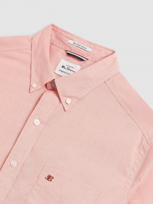 Ben Sherman Beatnik Wash Long-Sleeve Shirts Orange | QNWPJ-0589