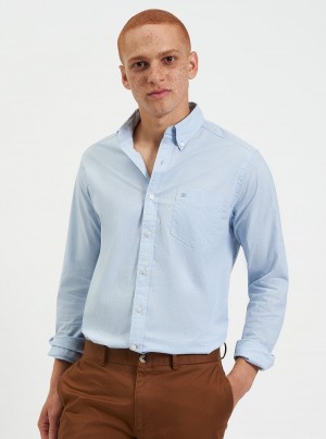 Ben Sherman Beatnik Wash Long-Sleeve Shirts Blue | BYXIO-2145