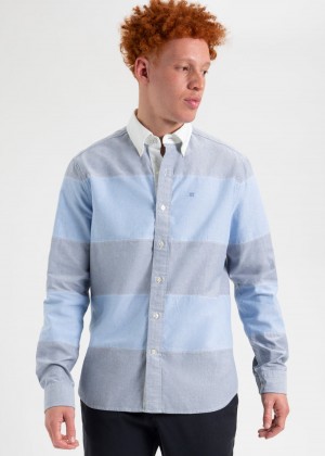 Ben Sherman Brighton Oxford Garment Dye Rugby Shirts Blue | SLFVY-7934