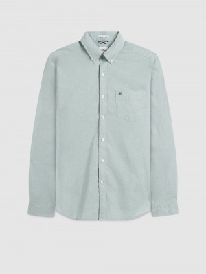 Ben Sherman Brighton Oxford Organic Green Shirts Green | JGBDF-5437