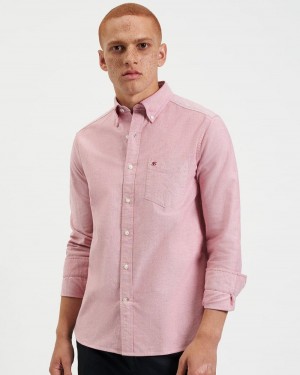 Ben Sherman Brighton Oxford Organic Shirts Light Red | DZFRL-5280