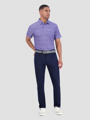 Ben Sherman Broken Record Tech Jersey Sports Fit Polo Shirts Purple | DWHPE-1209