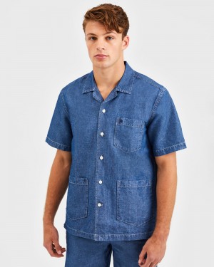 Ben Sherman Hastings Garment Dye Chambray Shirts Indigo | NCTOX-8291