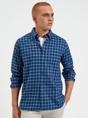 Ben Sherman House Tartan Twill Shirts Navy | CFEXY-8719