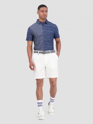 Ben Sherman Melange Stripes Color Block Tech Jersey Sports Fit Polo Shirts Navy | YPJNQ-7946