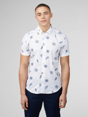 Ben Sherman Signature Floral Shirts White | FYVSW-1209