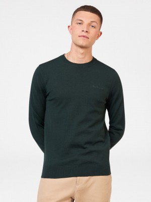 Ben Sherman Signature Merino Crewneck Knitwear Dark Green | ETFWL-4103