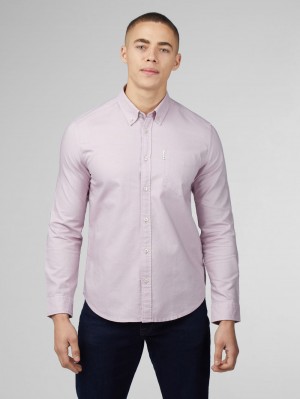 Ben Sherman Signature Oxford Long Sleeve Shirts Purple | OEJKF-6325