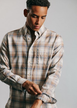 Ben Sherman Twisted Yarn Check Shirts Brown | XBCZK-8254