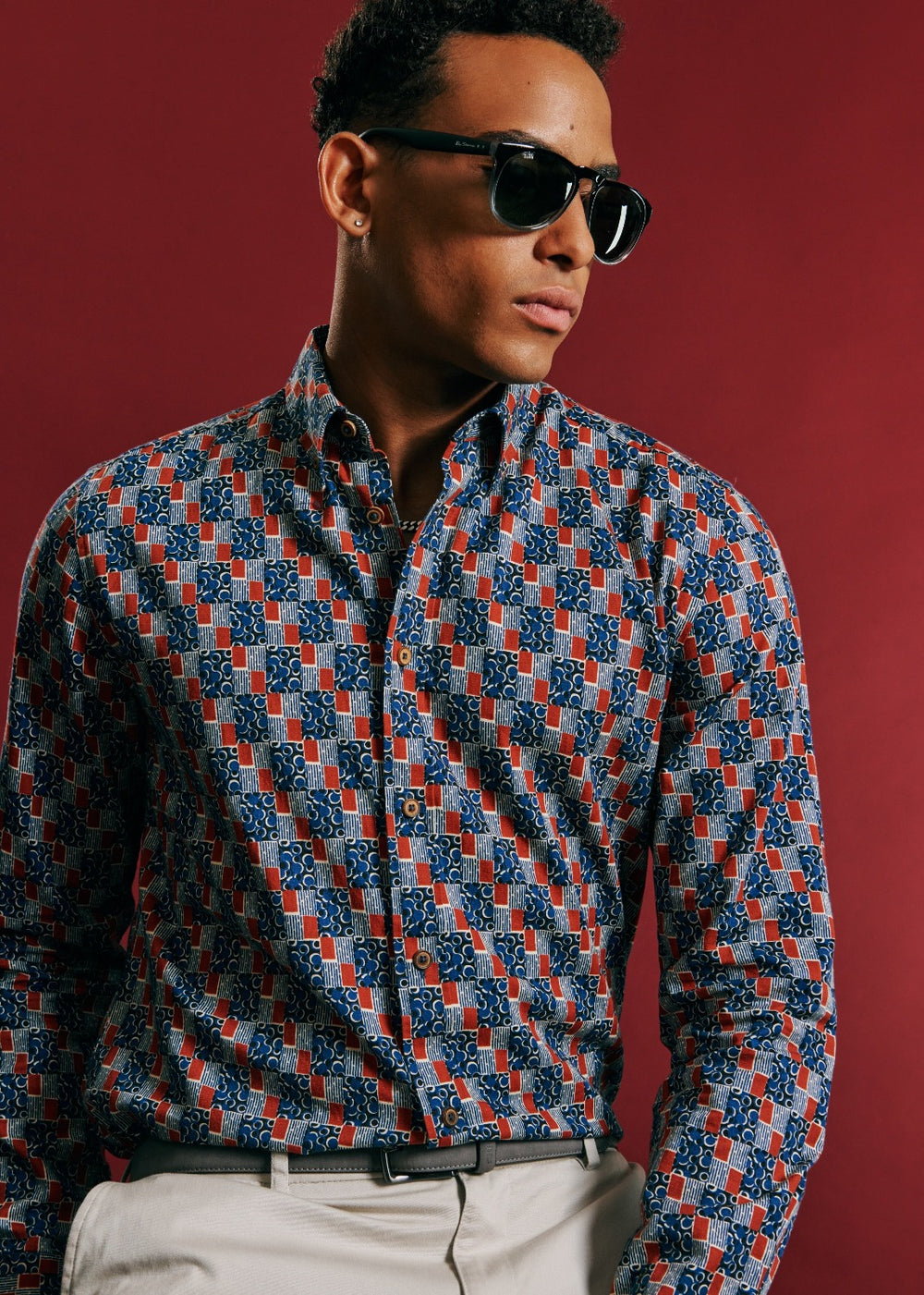 Ben Sherman 1950s Checkerboard Shirts Indigo | XLWON-9467