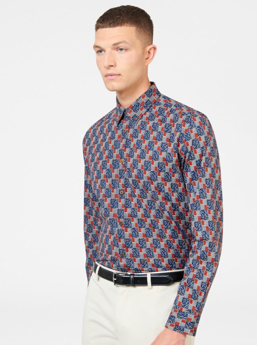 Ben Sherman 1950s Checkerboard Shirts Indigo | XLWON-9467