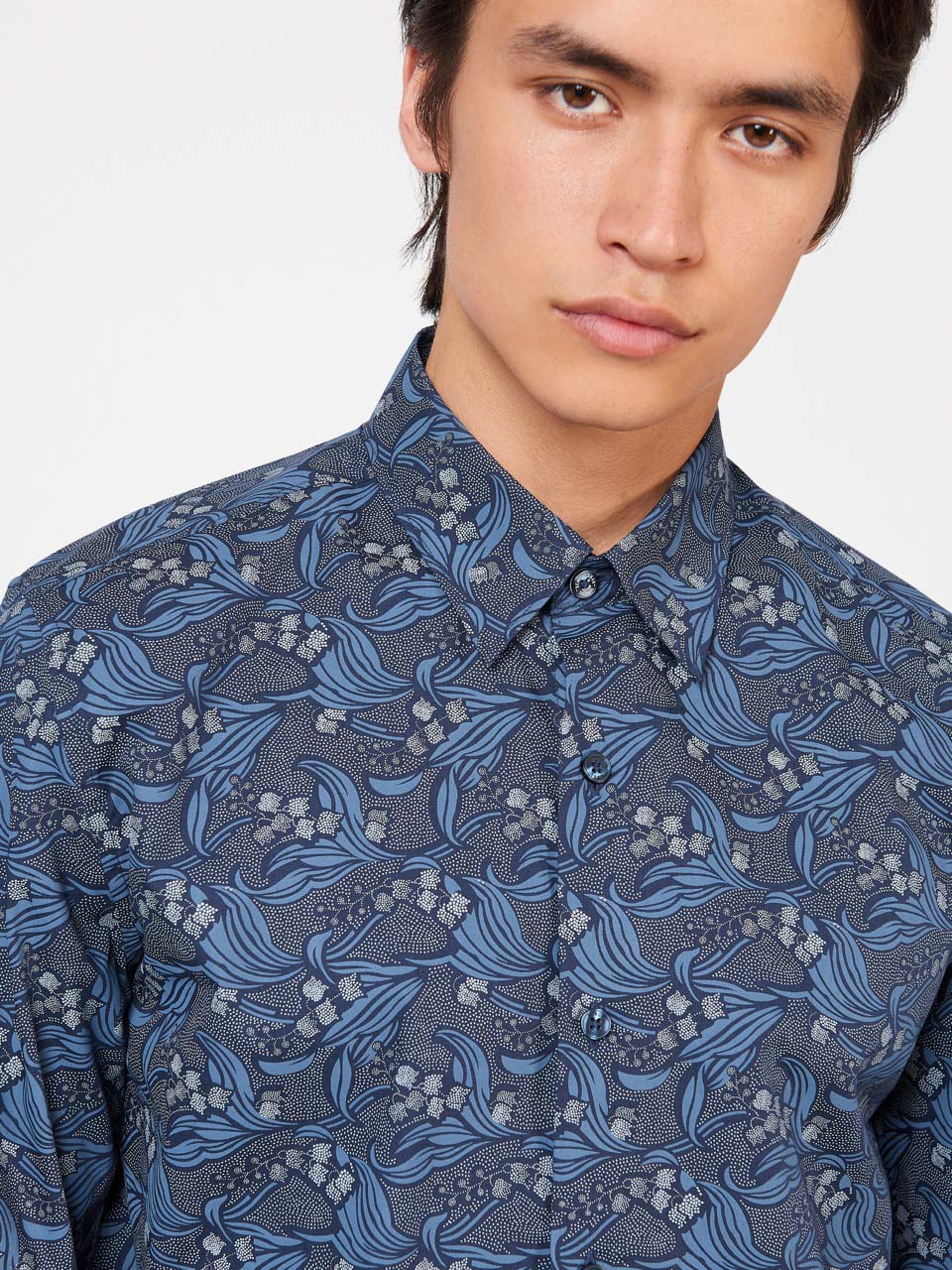 Ben Sherman Art Nouveau Floral Shirts Navy | GNEDP-2517