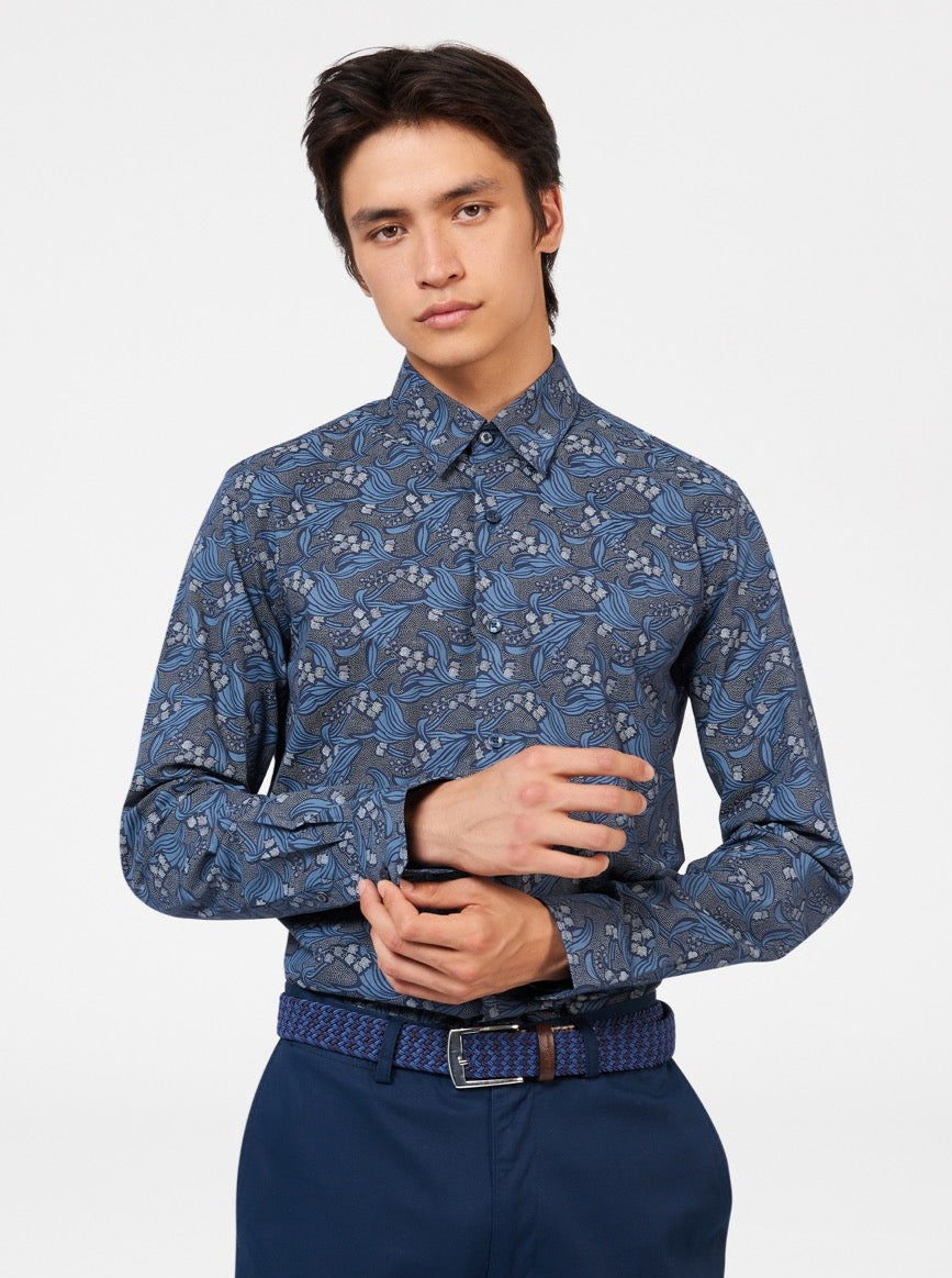 Ben Sherman Art Nouveau Floral Shirts Navy | GNEDP-2517