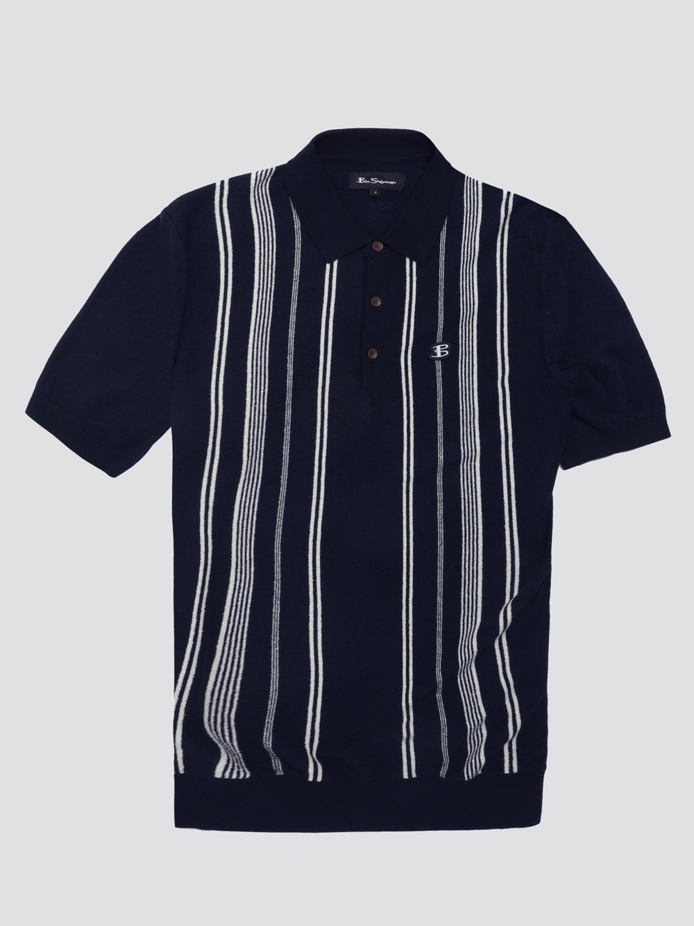 Ben Sherman B by Ben Sherman Crinkle Cotton Stripe Polo Knitwear Navy | XEATJ-2415