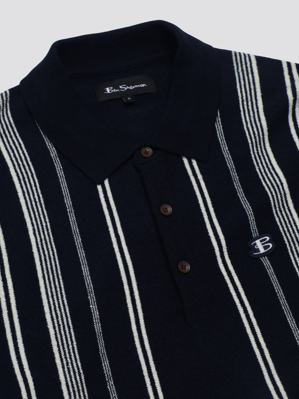 Ben Sherman B by Ben Sherman Crinkle Cotton Stripe Polo Knitwear Navy | XEATJ-2415