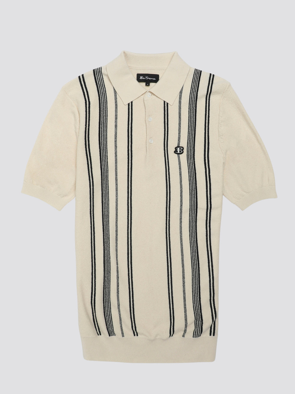 Ben Sherman B by Ben Sherman Crinkle Cotton Stripe Polo Knitwear White | UYRXG-2640