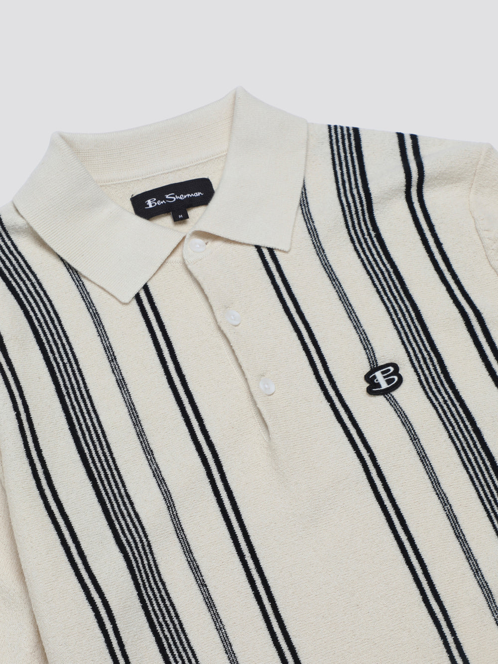 Ben Sherman B by Ben Sherman Crinkle Cotton Stripe Polo Knitwear White | UYRXG-2640