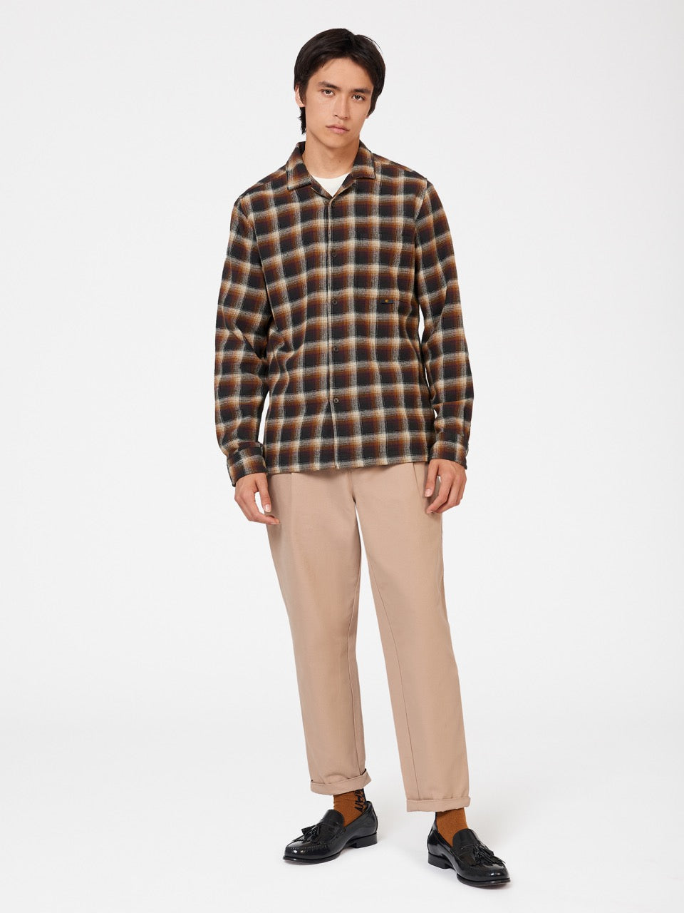 Ben Sherman B by Ben Sherman Ombre Check Shirts Brown | XQHWS-6205