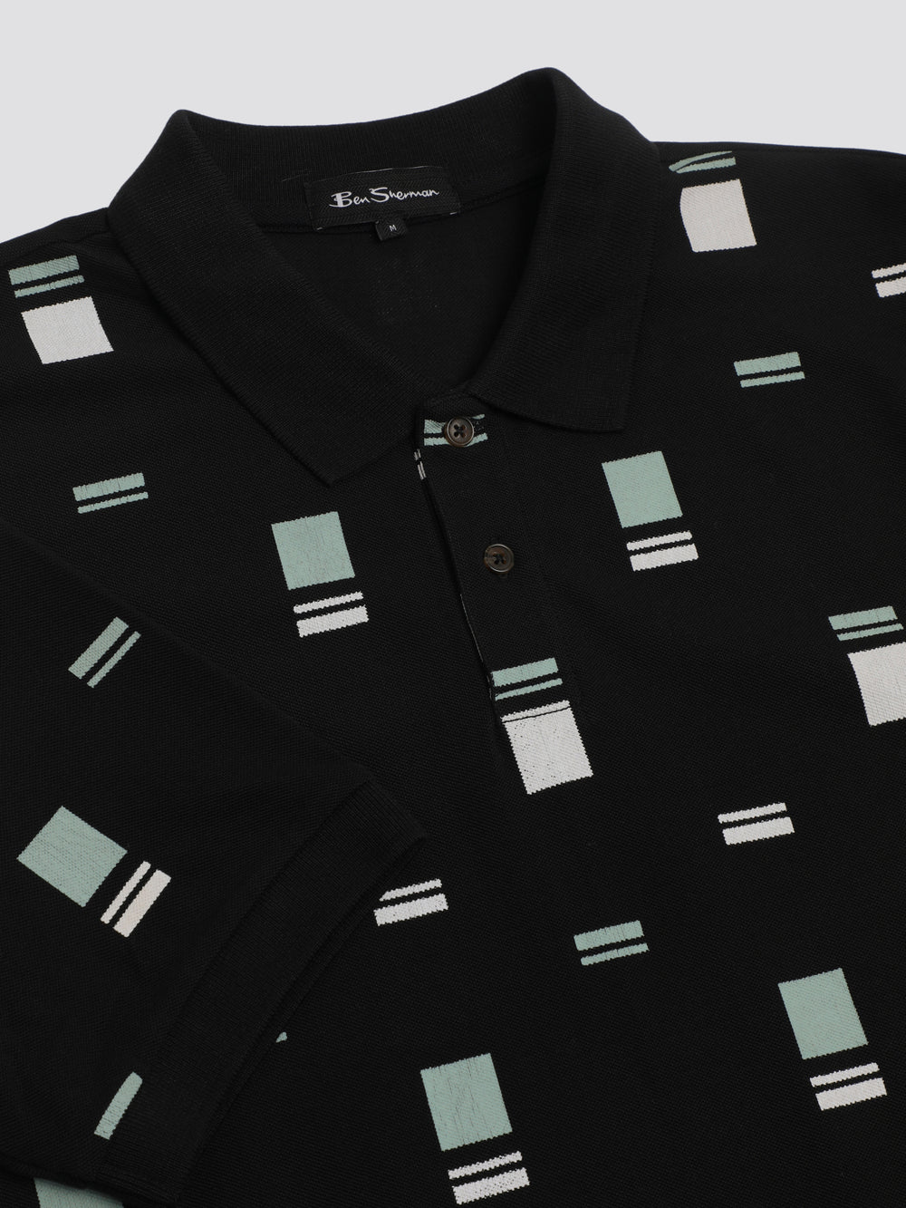 Ben Sherman B by Ben Sherman Scatter Chequerboard Mod Stripe Polo Shirts Black | WHDRF-0168