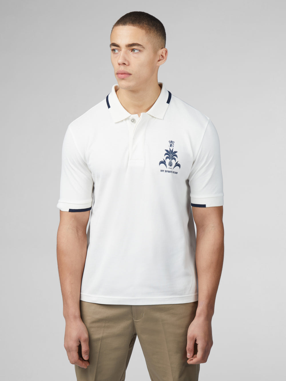 Ben Sherman B by Ben Sherman Sports Club Embroidered Polo Shirts White | RTOGD-4538