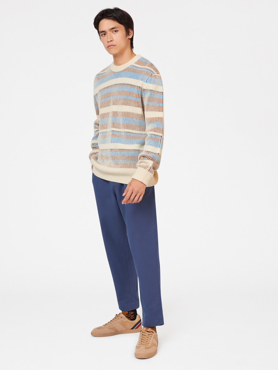 Ben Sherman B by Ben Sherman Stripe Knitwear White | HNURM-8674