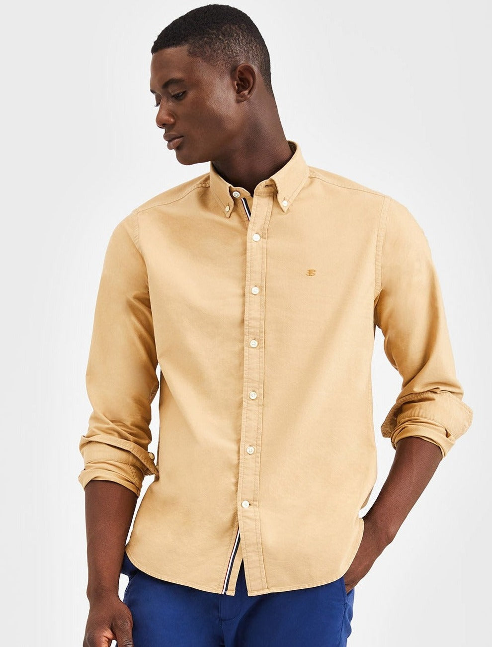 Ben Sherman Beatnik Oxford Garment Dye Shirts Khaki | OWIYA-7231