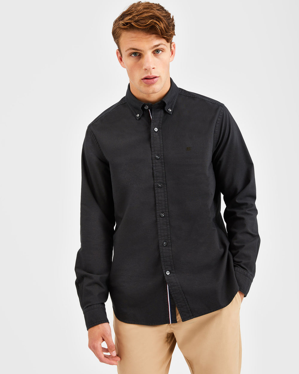 Ben Sherman Beatnik Oxford Garment Dye Shirts Black | UIEJV-2570