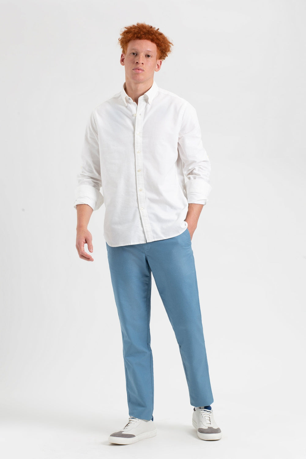 Ben Sherman Beatnik Oxford Slim Taper Garment Dye Chino Pants Blue | RNYOZ-6987