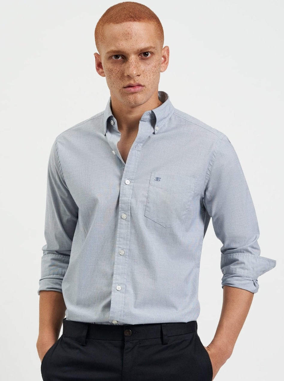 Ben Sherman Beatnik Wash Long-Sleeve Shirts Navy | NYITW-7260