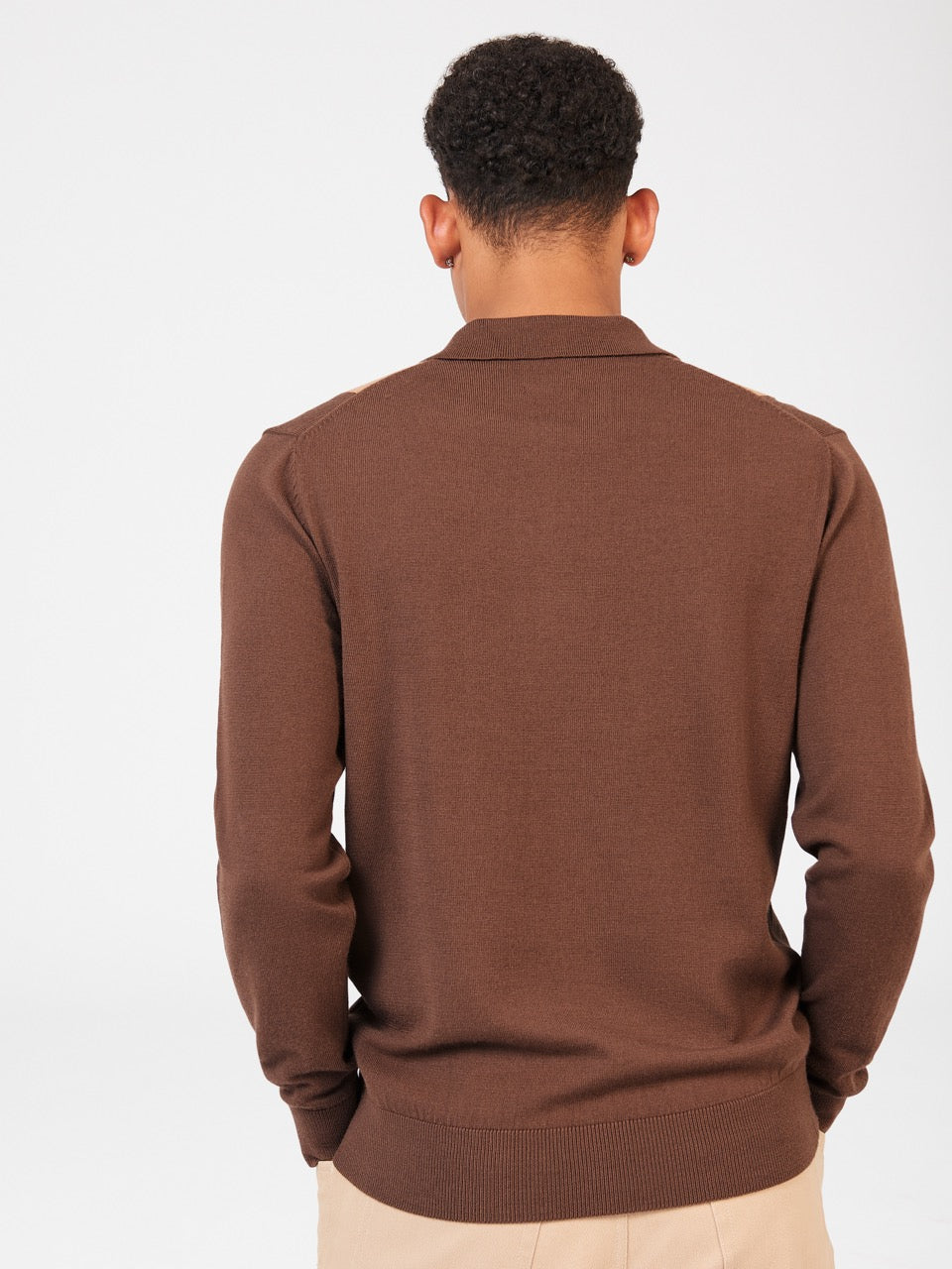 Ben Sherman Block Stripe Merino Polo Neck Sweaters Chocolate | SRVKL-0541