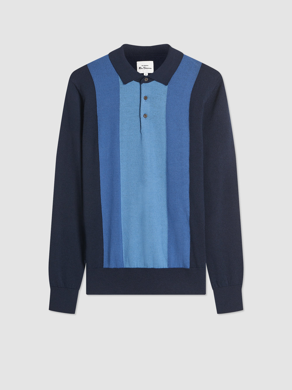 Ben Sherman Block Stripe Merino Polo Neck Sweaters Navy | QDBZU-1340