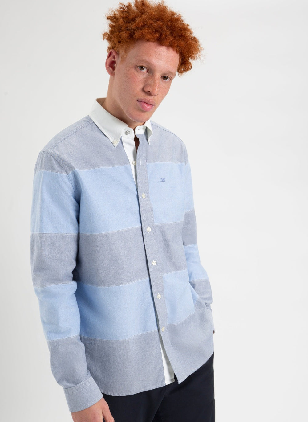 Ben Sherman Brighton Oxford Garment Dye Rugby Shirts Blue | SLFVY-7934