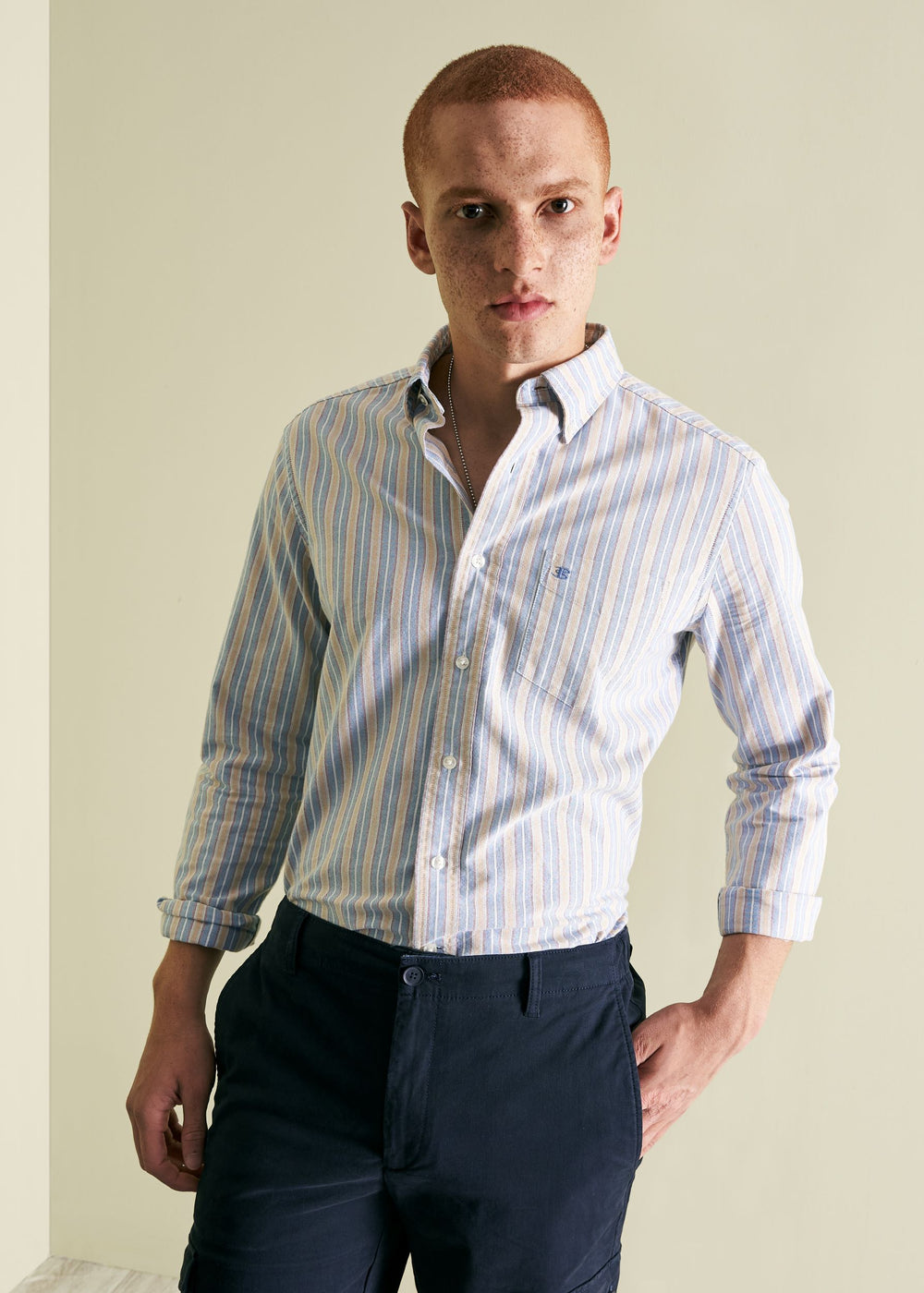 Ben Sherman Brighton Oxford Organic Shirts Blue Multicolor | GFAMY-4658