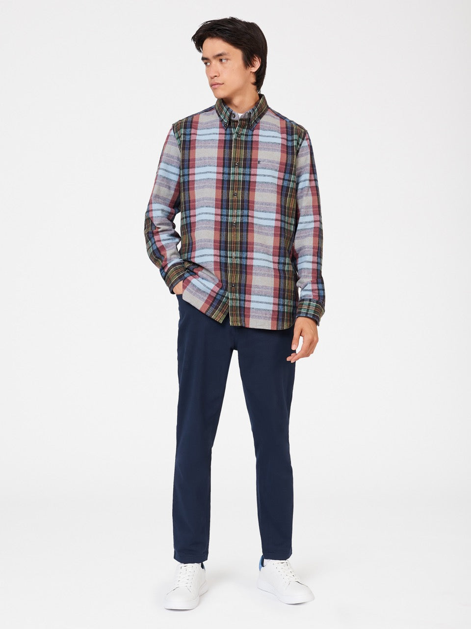 Ben Sherman Brushed Multicolour Check Oxford Shirts Blue | ABXVN-9846