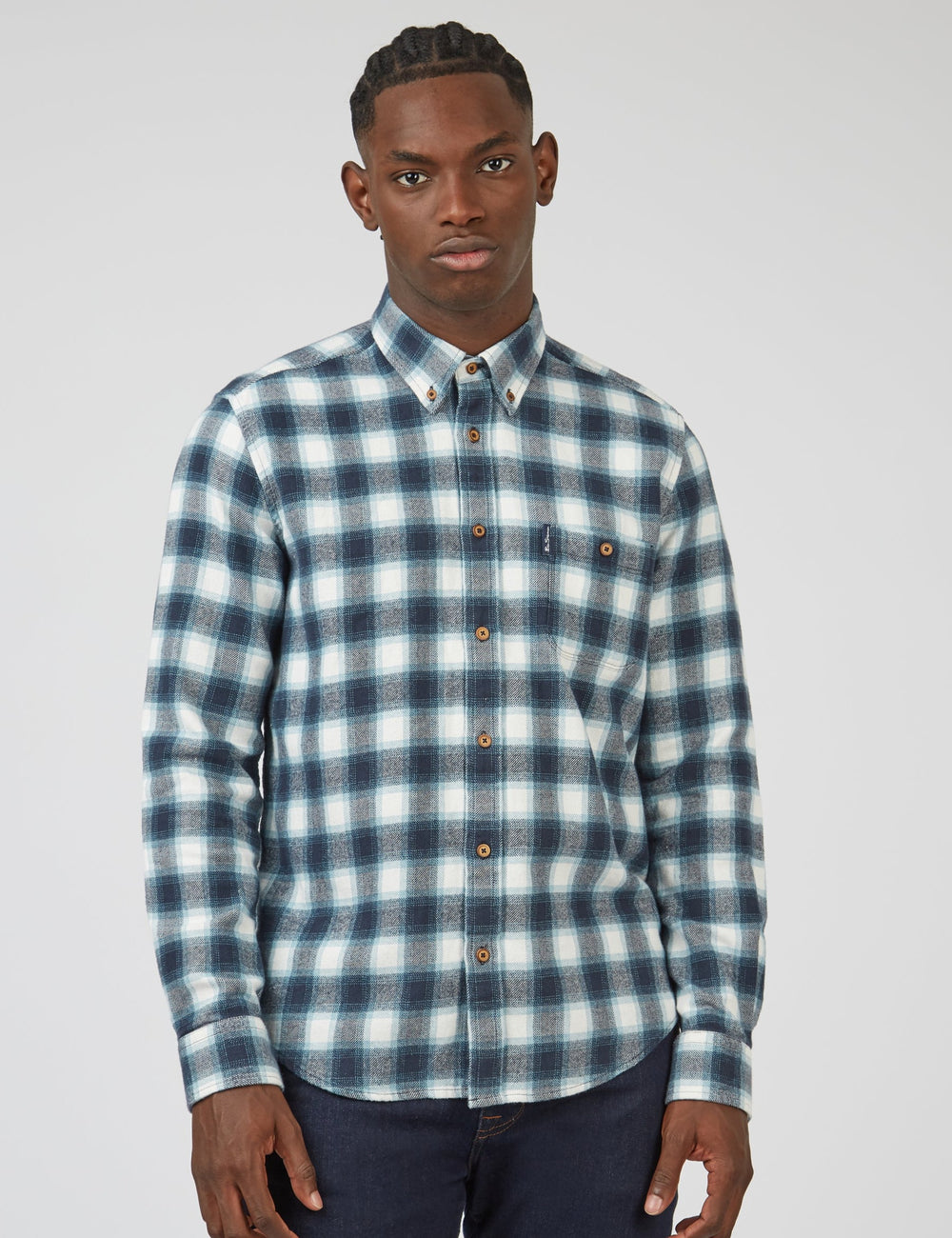 Ben Sherman Brushed Ombre Check Flannel Shirts Green | YIMFJ-2857