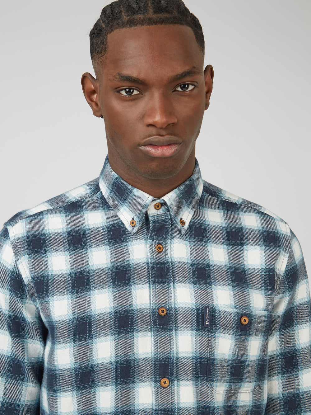 Ben Sherman Brushed Ombre Check Flannel Shirts Green | YIMFJ-2857