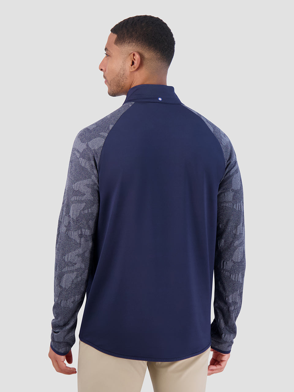 Ben Sherman Camo Jacq. Sleeve Quarter Zip Jackets Navy | XMUPF-7618