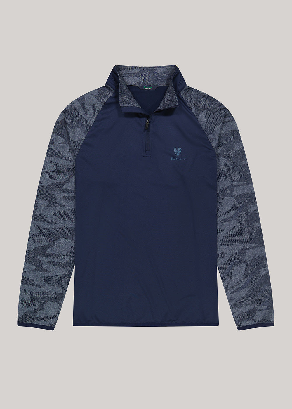 Ben Sherman Camo Jacq. Sleeve Quarter Zip Jackets Navy | XMUPF-7618