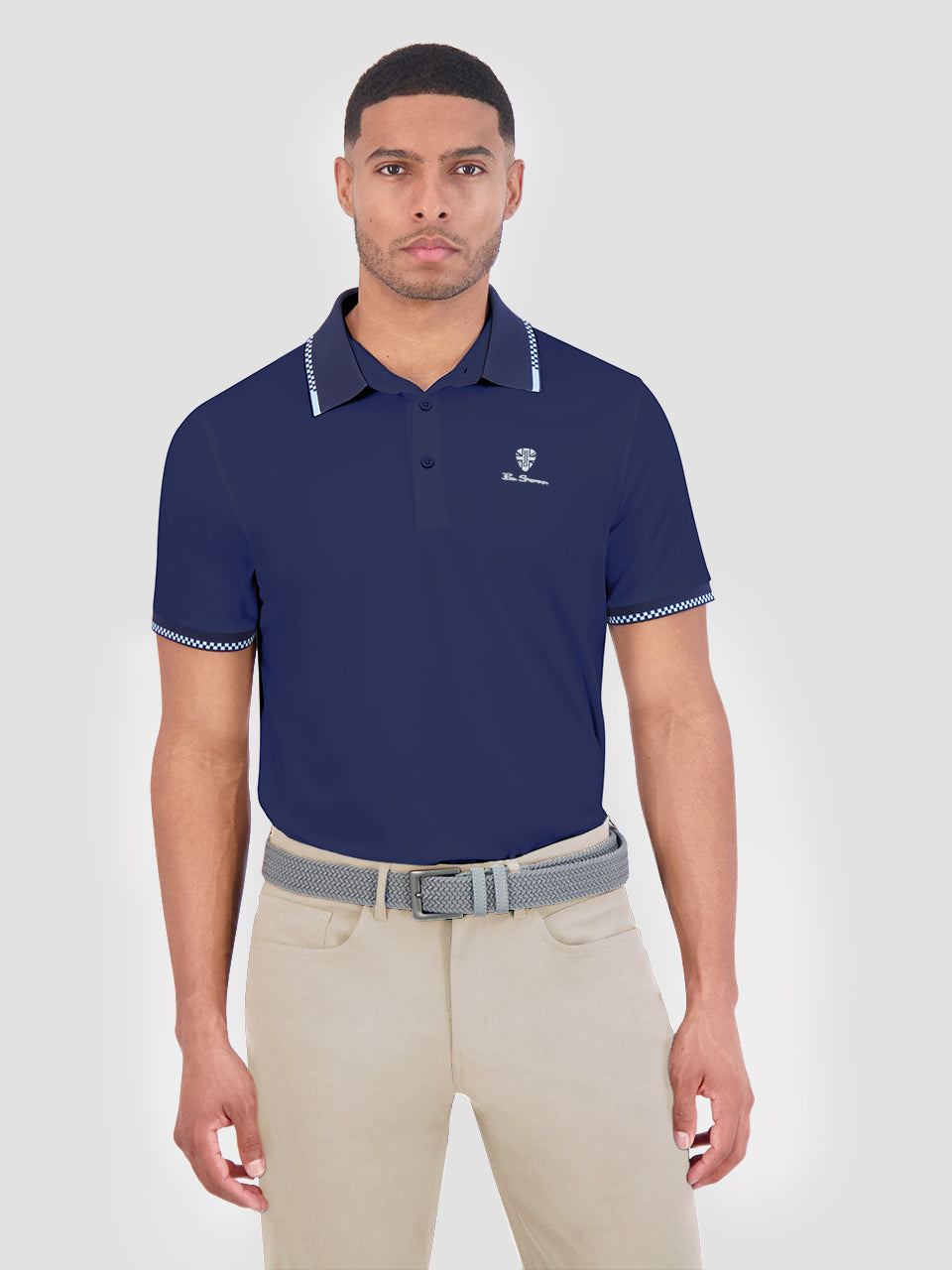 Ben Sherman Checker Rib Air Pique Sports Fit Polo Shirts Navy | EQINT-1072