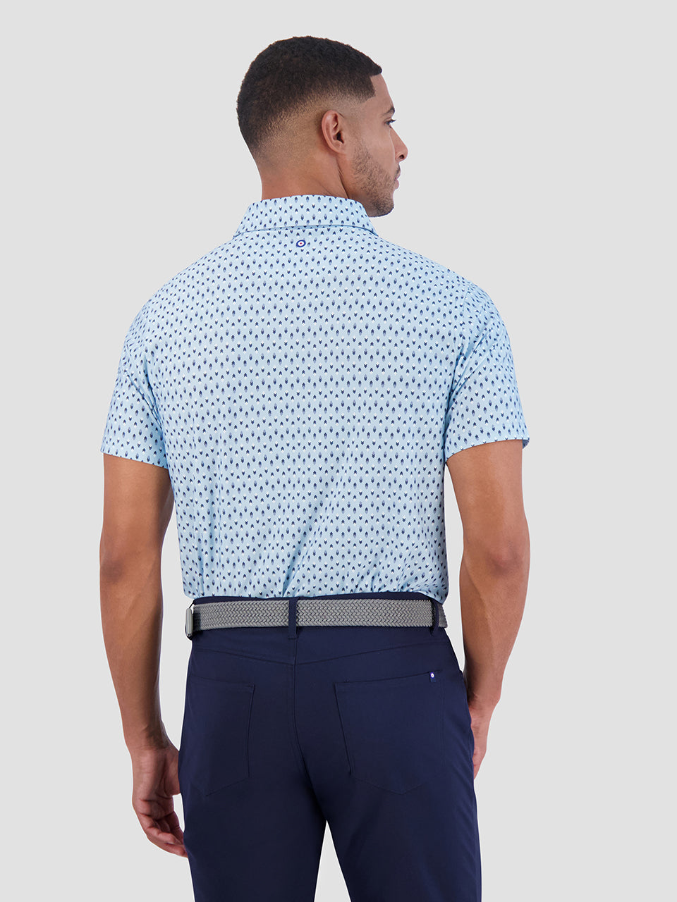 Ben Sherman Chequerboard Geo Polo Shirts Blue | PEWCK-9652