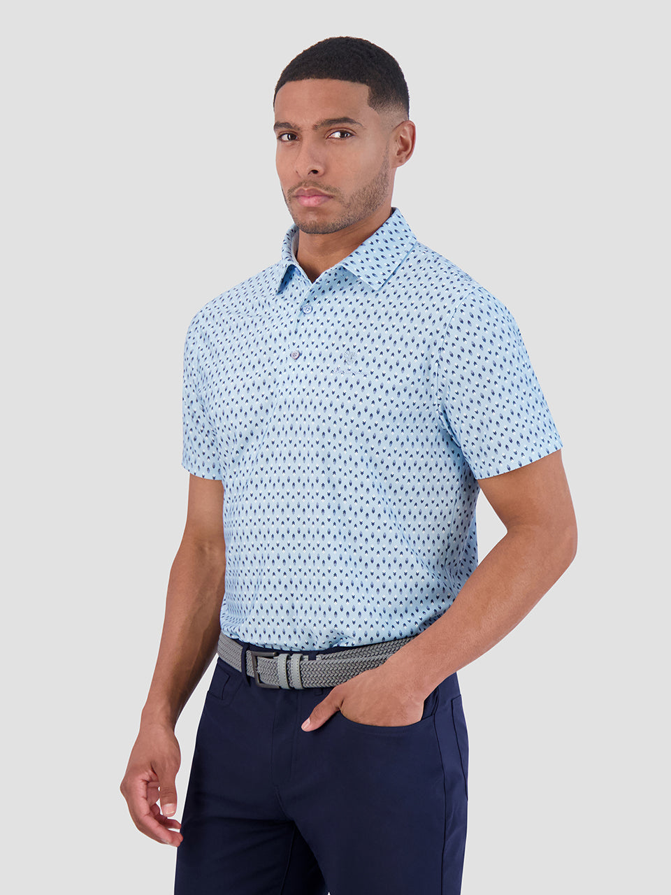 Ben Sherman Chequerboard Geo Polo Shirts Blue | PEWCK-9652