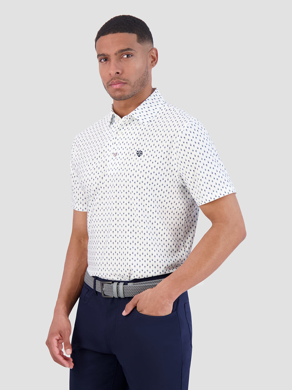 Ben Sherman Chequerboard Geo Polo Shirts White | AOGIV-8327