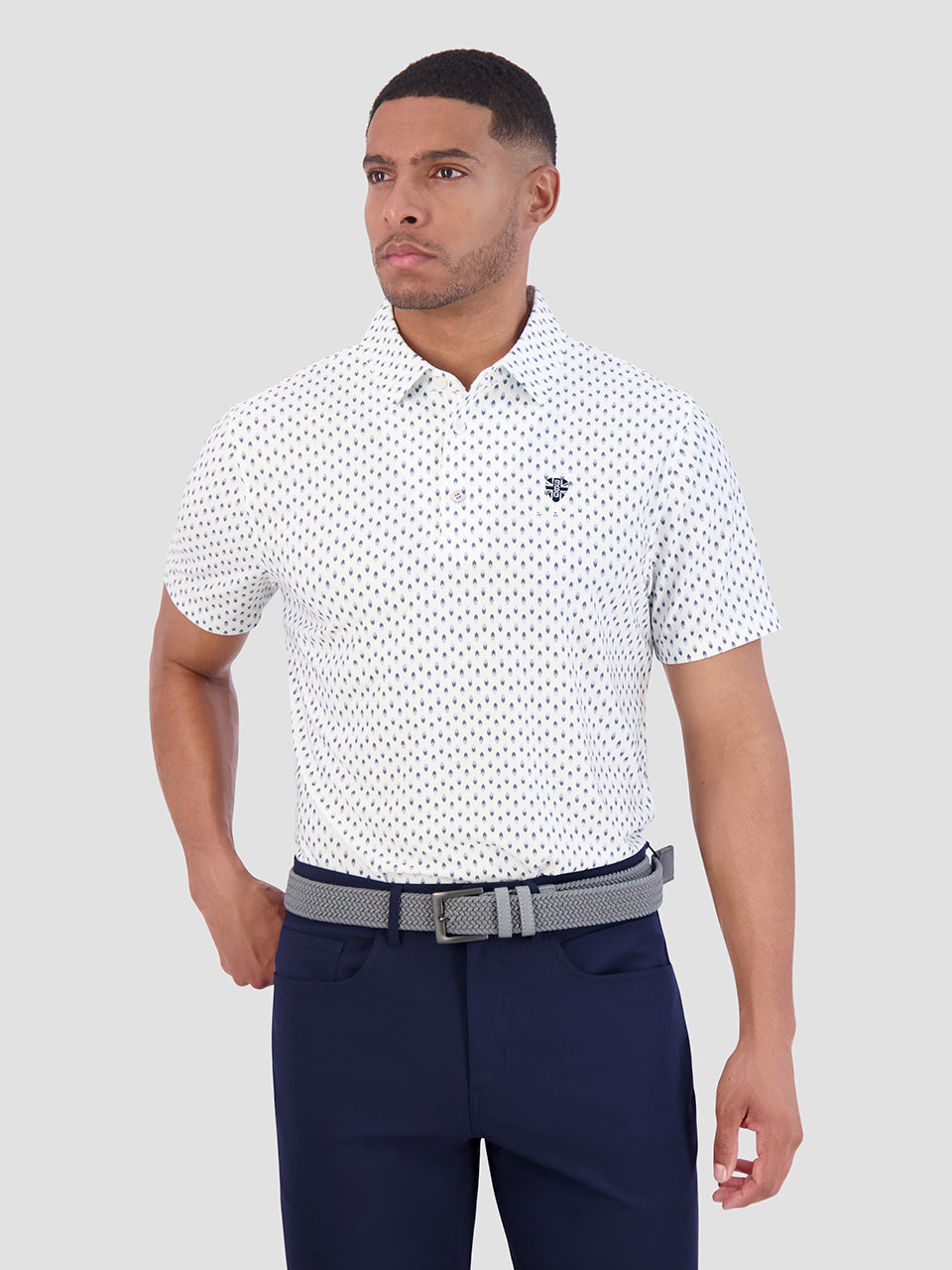 Ben Sherman Chequerboard Geo Polo Shirts White | AOGIV-8327