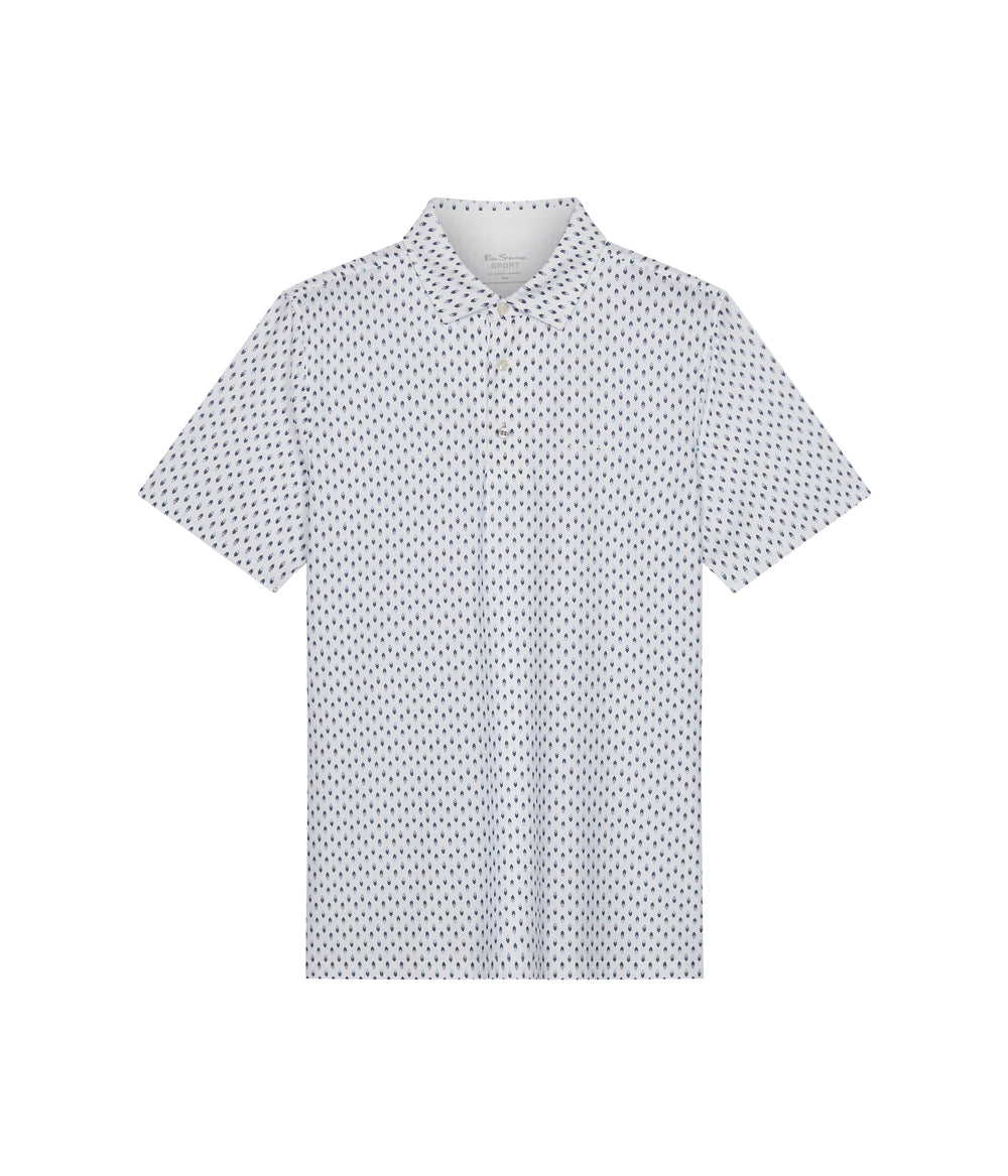 Ben Sherman Chequerboard Geo Polo Shirts White | AOGIV-8327