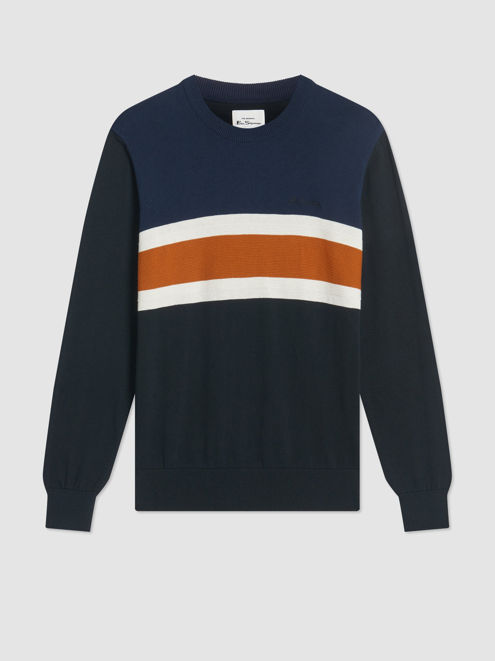 Ben Sherman Chest Stripe Crewneck Knitwear Black | VLUOP-7916