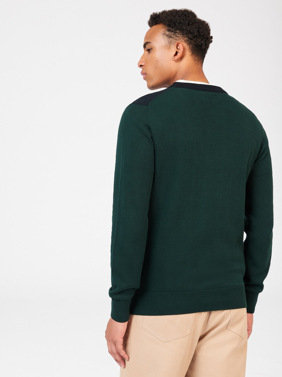 Ben Sherman Chest Stripe Crewneck Knitwear Dark Green | WALVS-1047