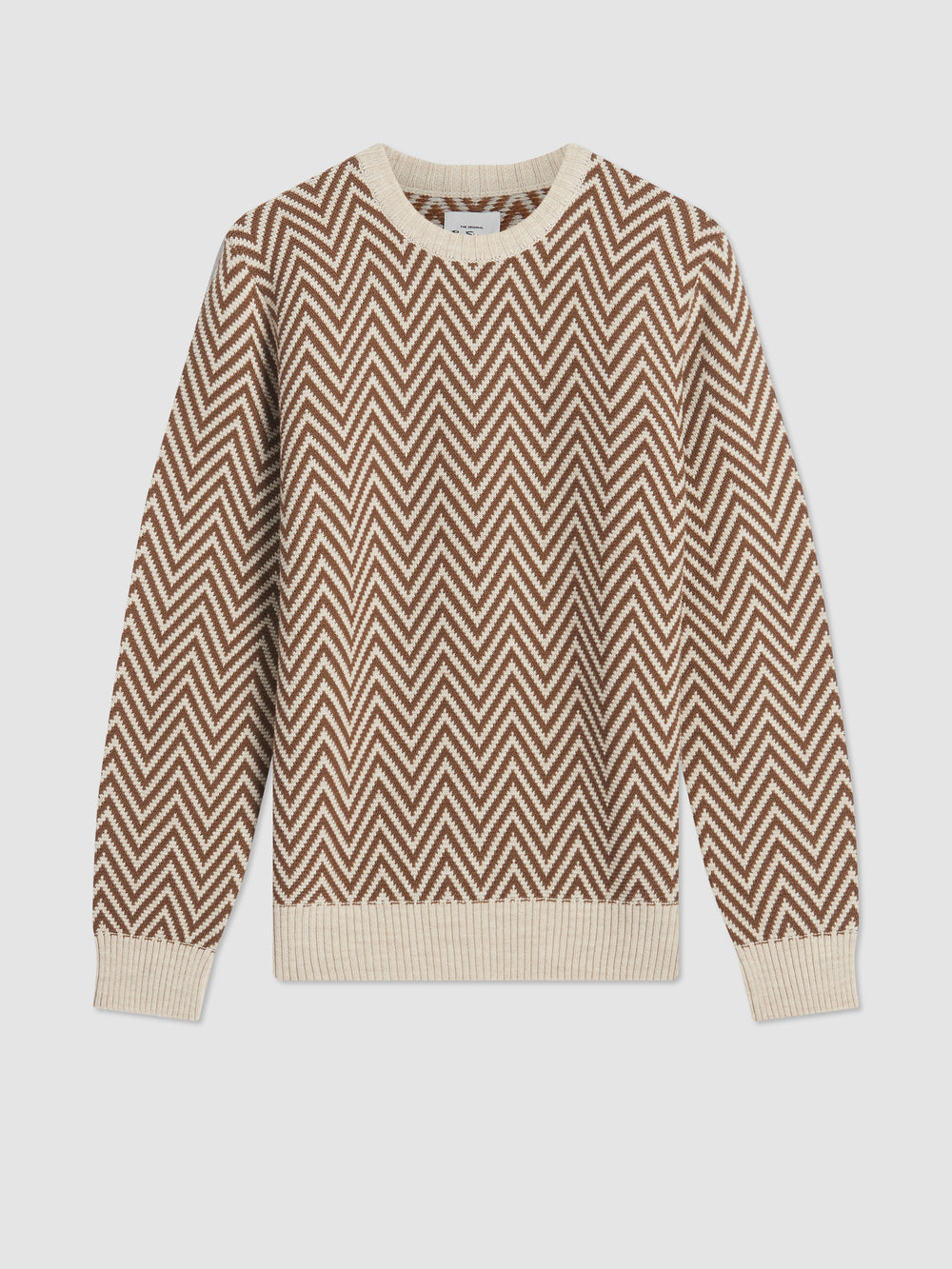 Ben Sherman Chevron Jacquard Crewneck Knitwear White | LUJRZ-9043