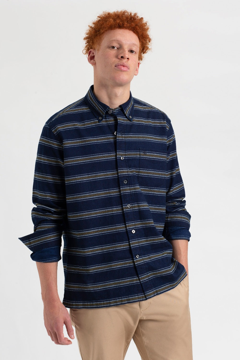 Ben Sherman Dalston Blues Long Sleeve Indigo Stripe Shirts Indigo | RSIFM-2783