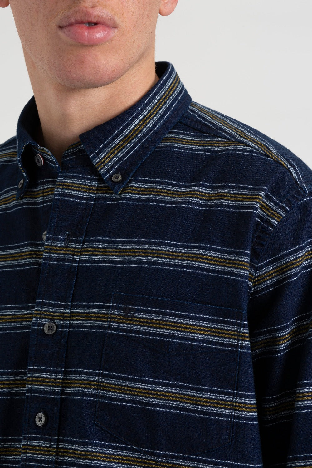 Ben Sherman Dalston Blues Long Sleeve Indigo Stripe Shirts Indigo | RSIFM-2783