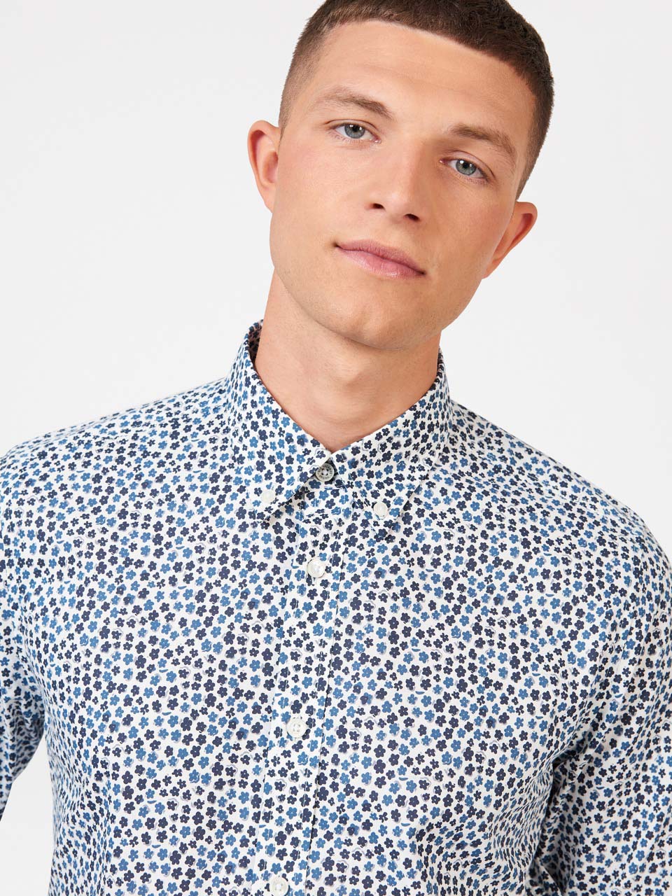 Ben Sherman Ditsy Floral Print Long Sleeve Shirts White | USEPT-5421